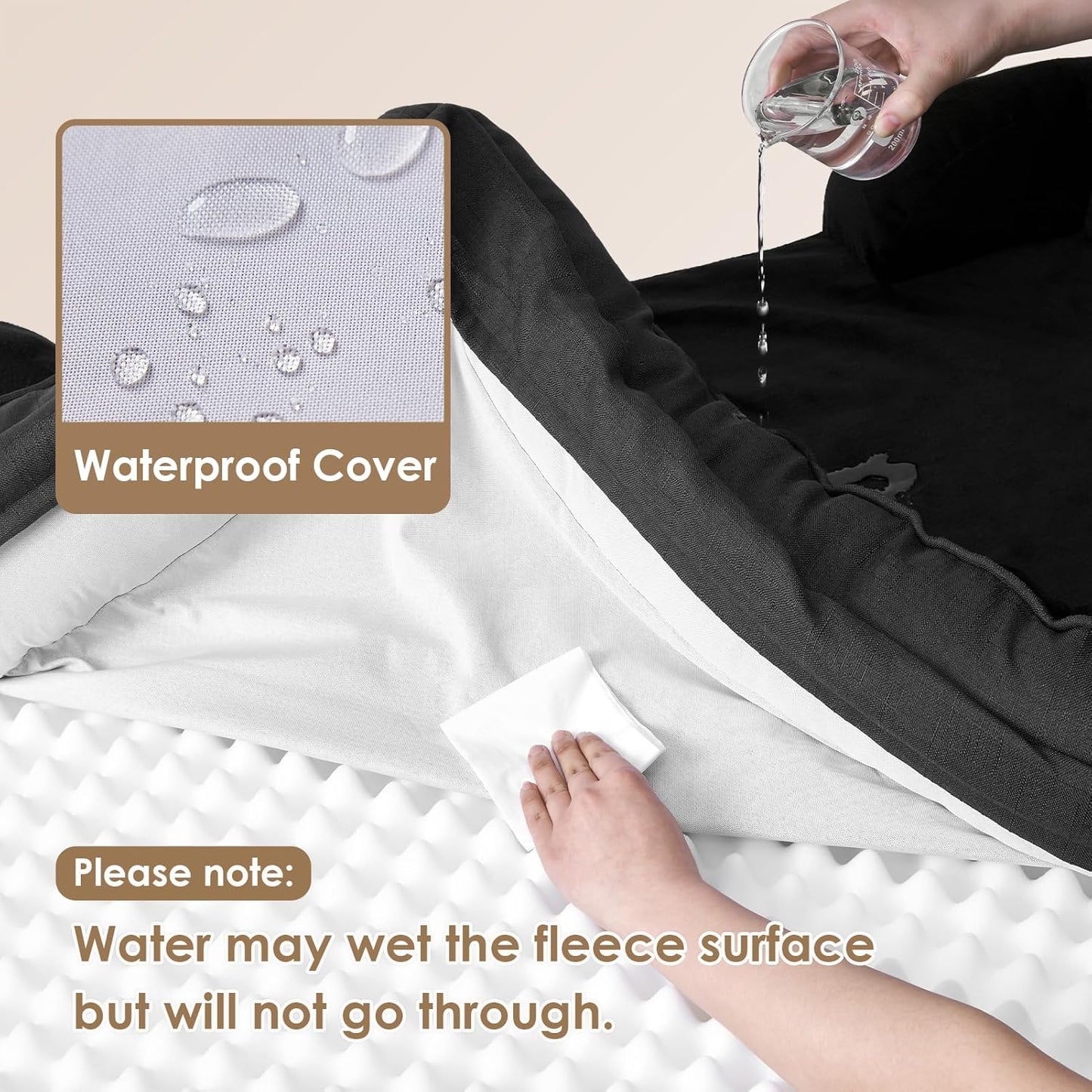 EHEYCIGA Orthopedic Dog Beds for Extra Large Dogs, Waterproof Memory Foam XL Dog Bed with Sides, Non-Slip Bottom and Egg-Crate Foam Big Pet Couch Bed with Washable Removable Cover, Black