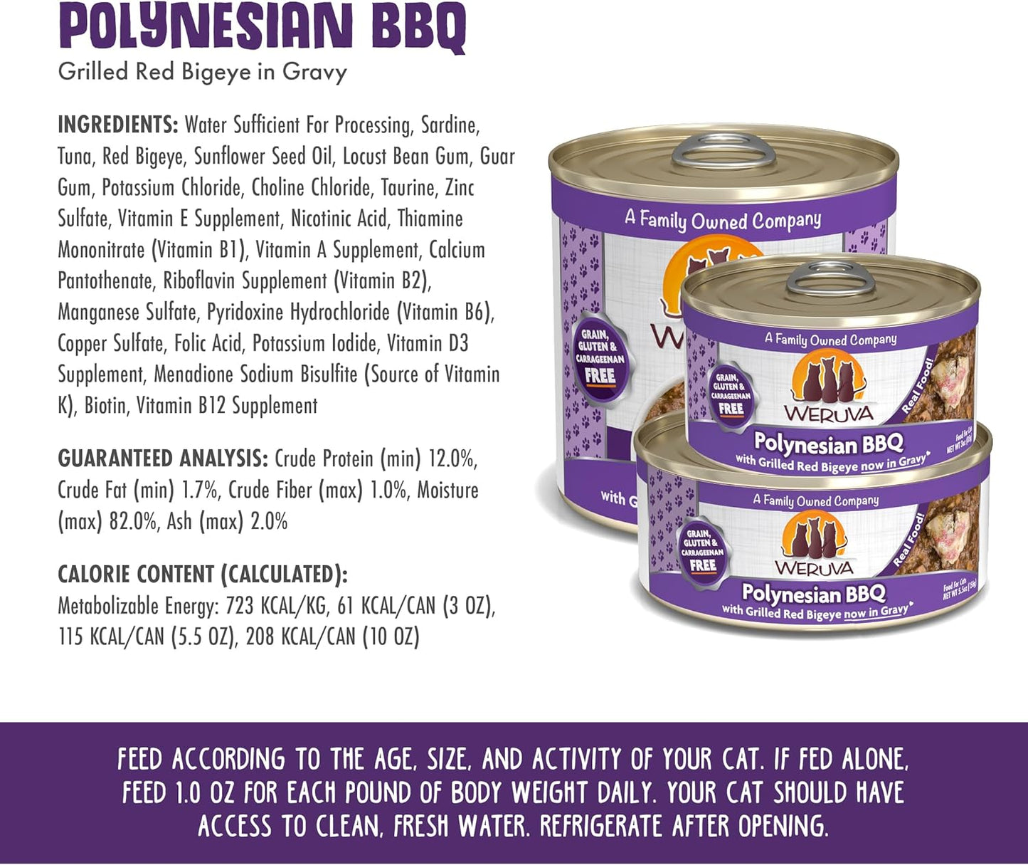 Weruva Classic Cat Food, Polynesian BBQ with Grilled Red Bigeye in Gravy, 5.5oz Can (Pack of 24)