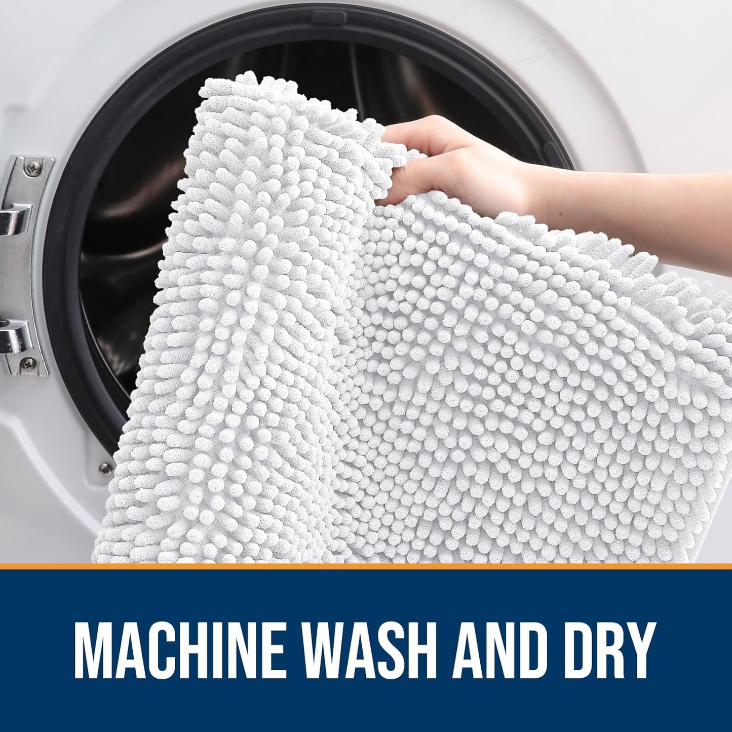 OLANLY Dog Door Mat for Muddy Paws 47x24, Absorbs Moisture and Dirt, Absorbent Non-Slip Washable Doormat, Quick Dry Chenille Mud Mat for Dogs, Entry Indoor Entryway Carpet for Inside Floor, White