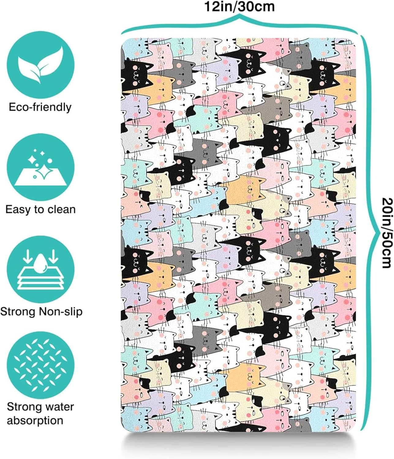 Pet Feeding Mat for Floors Waterproof Dog Mat for Food and Water Absorbent Quick Dry Non Slip mat for Cat Bowls