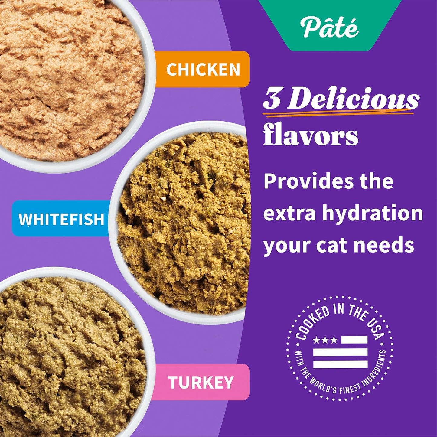 Halo Wet Cat Food Variety Pack, Three Canned Wet Cat Pate, Chicken, Turkey & Whitefish, 5.5 Oz Can (Pack of 12)
