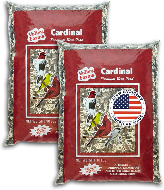 Valley Farms Cardinal Mix 10 LB 2-Pack (20 LB Total) Wild Bird Food for Outside Feeders, Cardinal Bird Seed with Black Oil Sunflower Seeds and Safflower Seeds