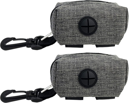 (2 Pack) Dog Poop Bag Holder for Leash,Doggie Waste Bag Dispenser Small Doggy Poop Bag Zipper Pouch with Carabiner Clip, Leash Attachment Holder for Pet Puppy Poop Bags