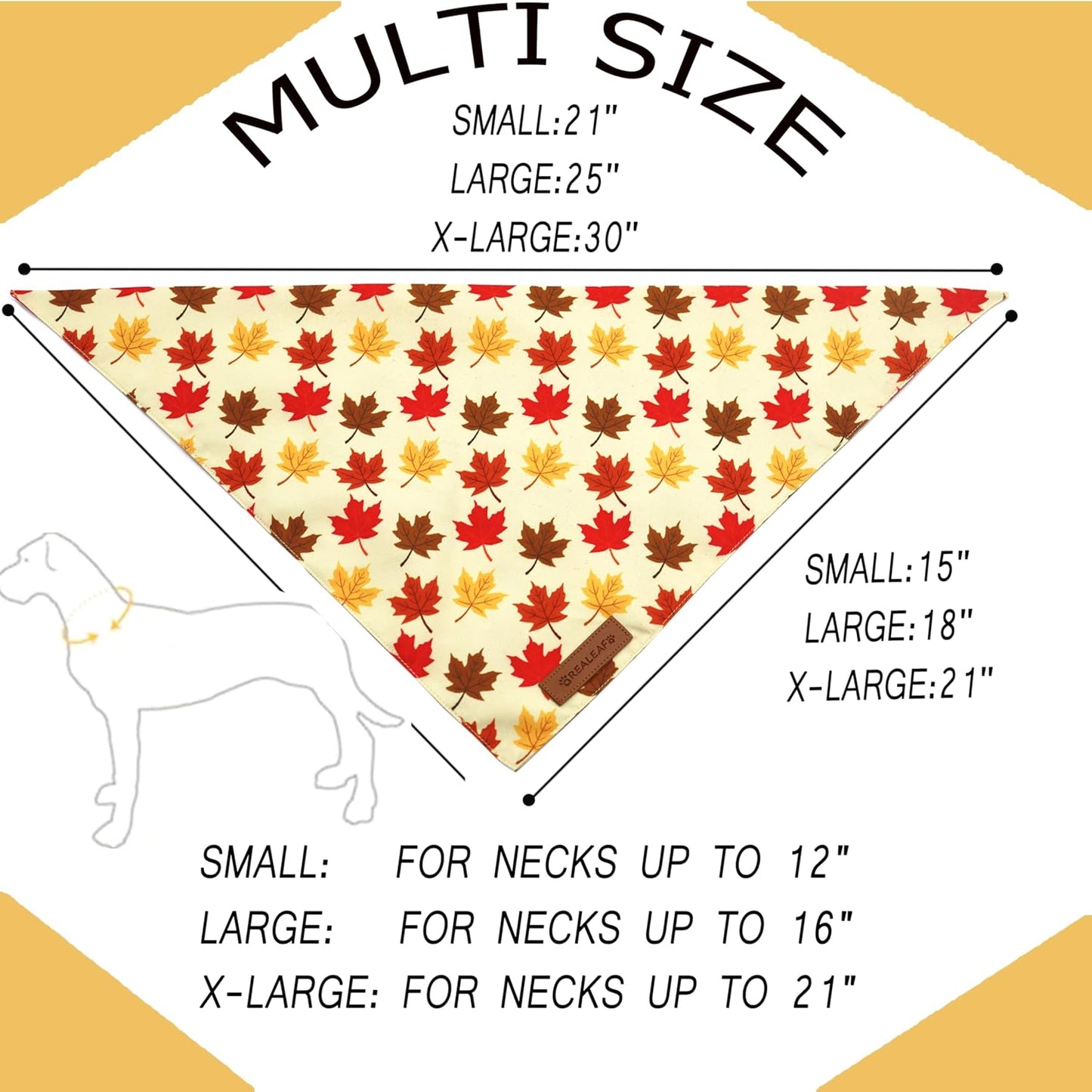 Realeaf Fall Dog Bandanas 2 Pack, Orange Pumpkin and Leaf Print Pet Scarf for Boy and Girl, Premium Durable Fabric, Holiday Bandana for Small and Medium Dogs (Small)