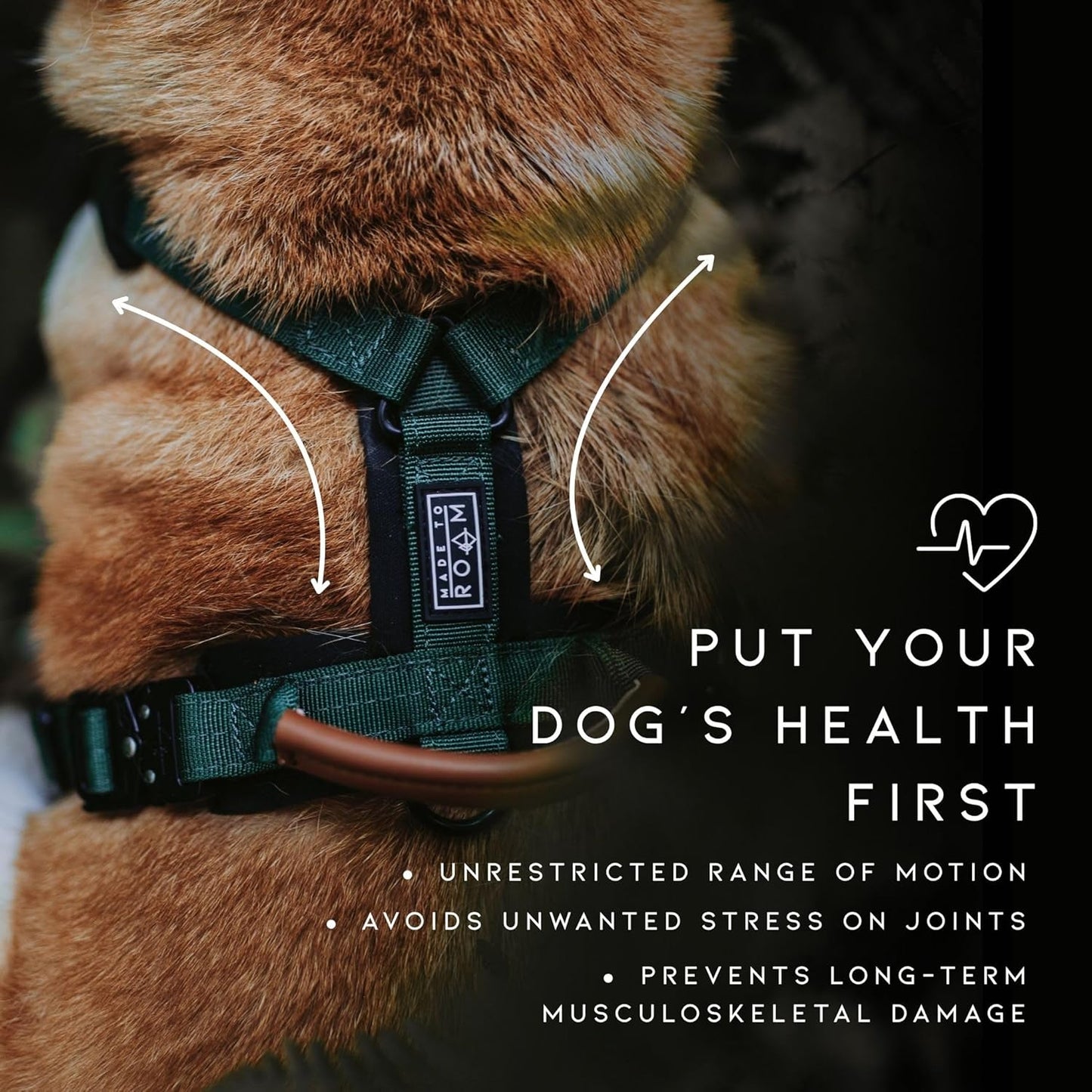 MADE TO ROAM Premium Explorer Harness - Y-Shaped Dog Harness with Adjustable Durable Nylon, Soft Padding, Metal Buckles and Leather Handle for Small, Medium, Large Dogs (Michigan Autumn, Size 5)