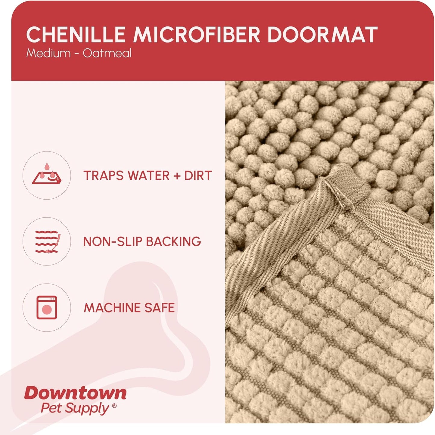 My Doggy Place Microfiber Dog Mat for Muddy Paws, 31" x 20" Oatmeal - Absorbent and Quick-Drying Dog Paw Cleaning Mat, Washer and Dryer Safe - Non-Slip Rubber Backed Dog Floor Mat, Medium