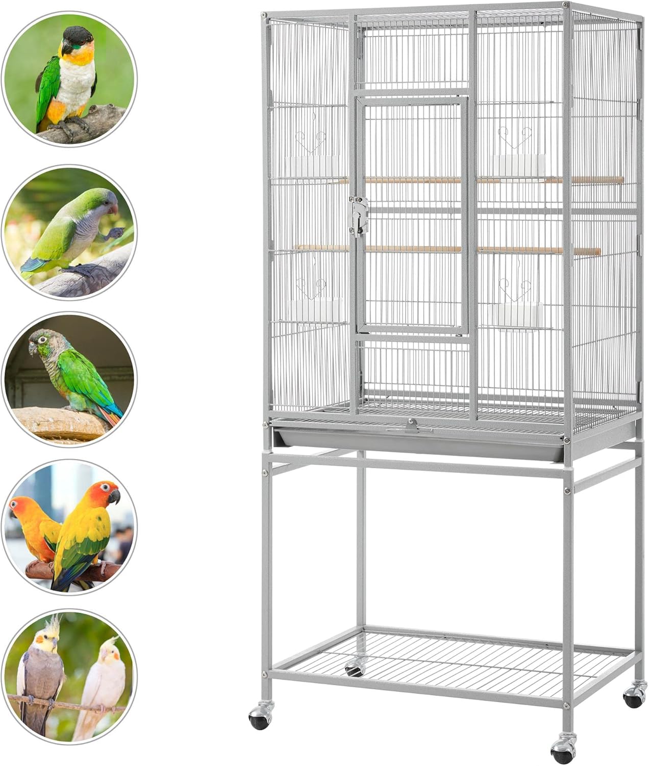 Yaheetech Metal Large Bird Cage Parrot Parakeet Cage w/Stand for Small Parrot Cockatiel Sun Parakeet Lovebird Budgie Finch Canary Green Cheek Conure, 54inch