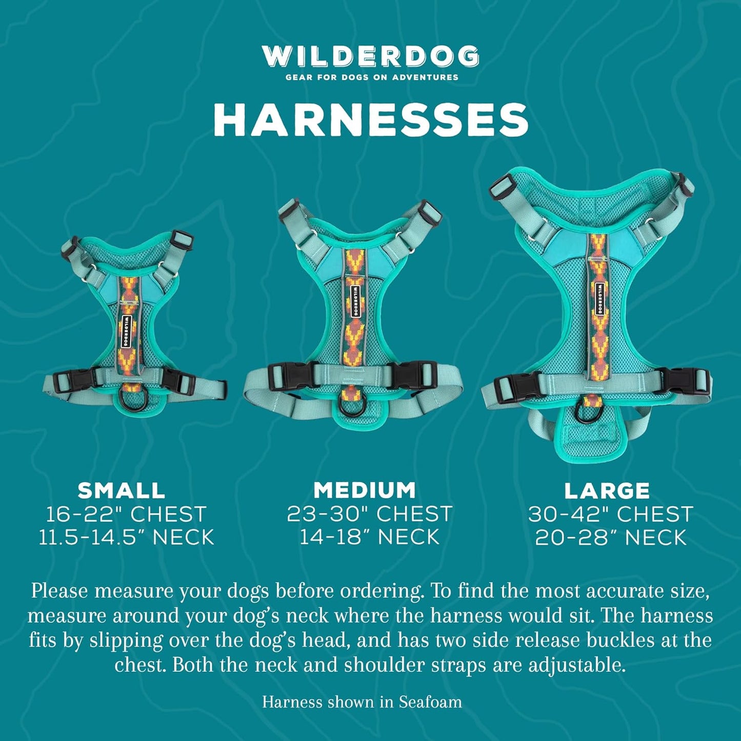 Wilderdog Lightweight Dog Harness with Reflective Straps - Medium - Pacific Blue