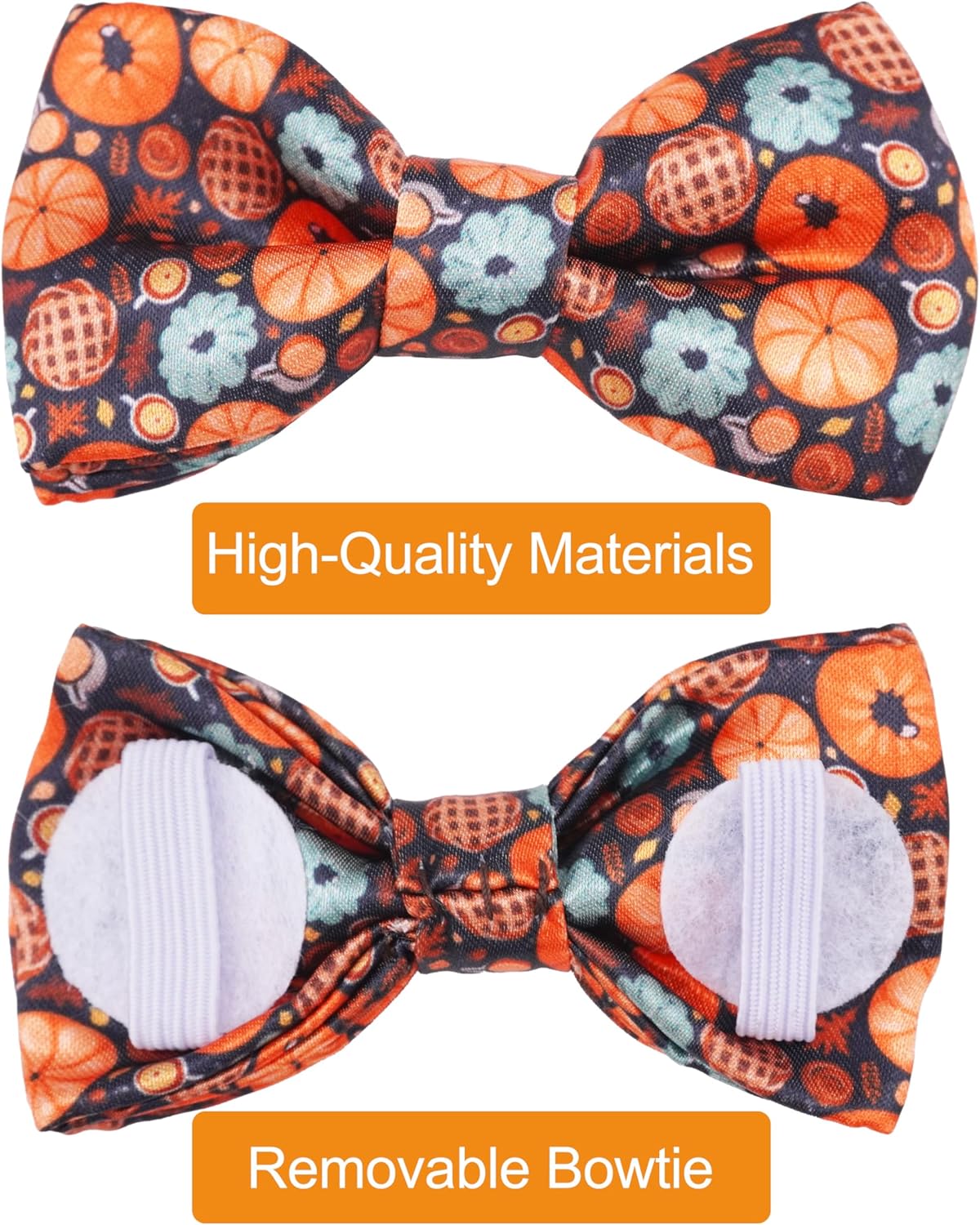 PET SHOW 10 Pack Fall Big Dog Bow Ties for Large Medium Dogs Sliding Collar Attachments Autumn Bowties Pumpkin Maple Leaf Bowknots Holiday Party Pet Grooming Accessories(Large)