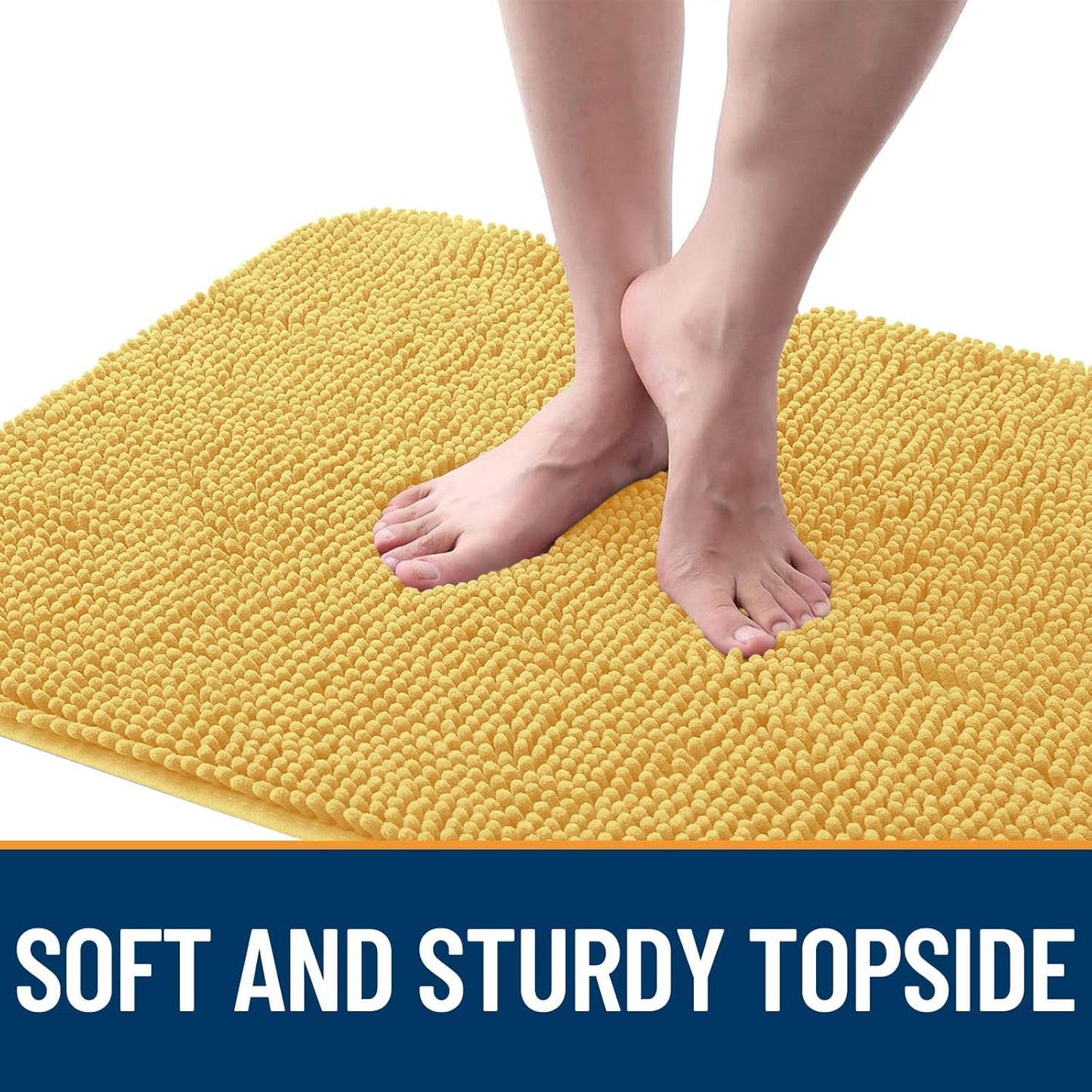 OLANLY Dog Door Mat for Muddy Paws 24x16, Absorbs Moisture and Dirt, Absorbent Non-Slip Washable Doormat, Quick Dry Chenille Mud Mat for Dogs, Entry Indoor Entryway Carpet for Inside Floor, Yellow