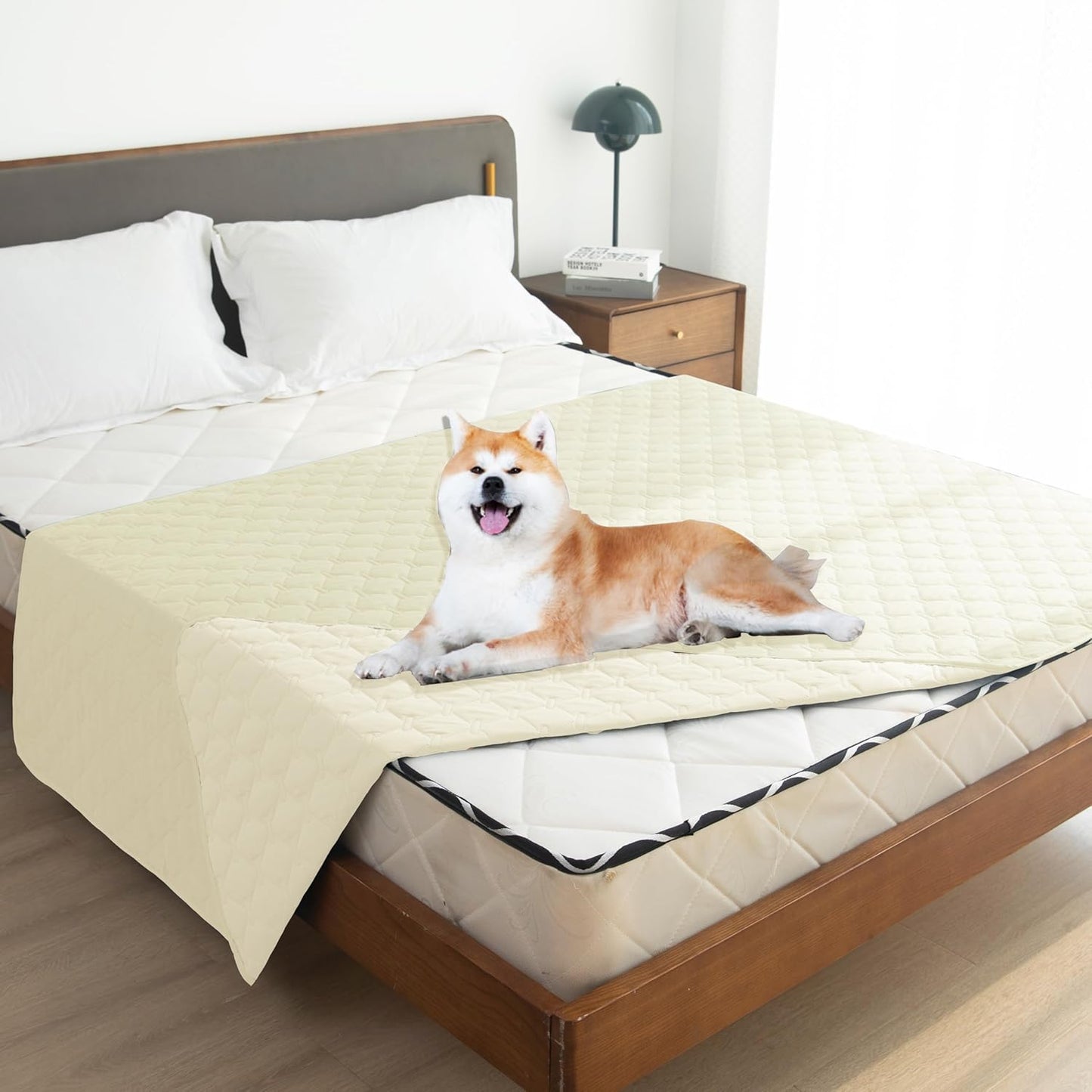 gogobunny 100% Double-Sided Waterproof Dog Bed Cover Pet Blanket Sofa Couch Furniture Protector for Puppy Large Dog Cat, Reversible (82x120 Inch (Pack of 1), Dark Cream/Light Cream)