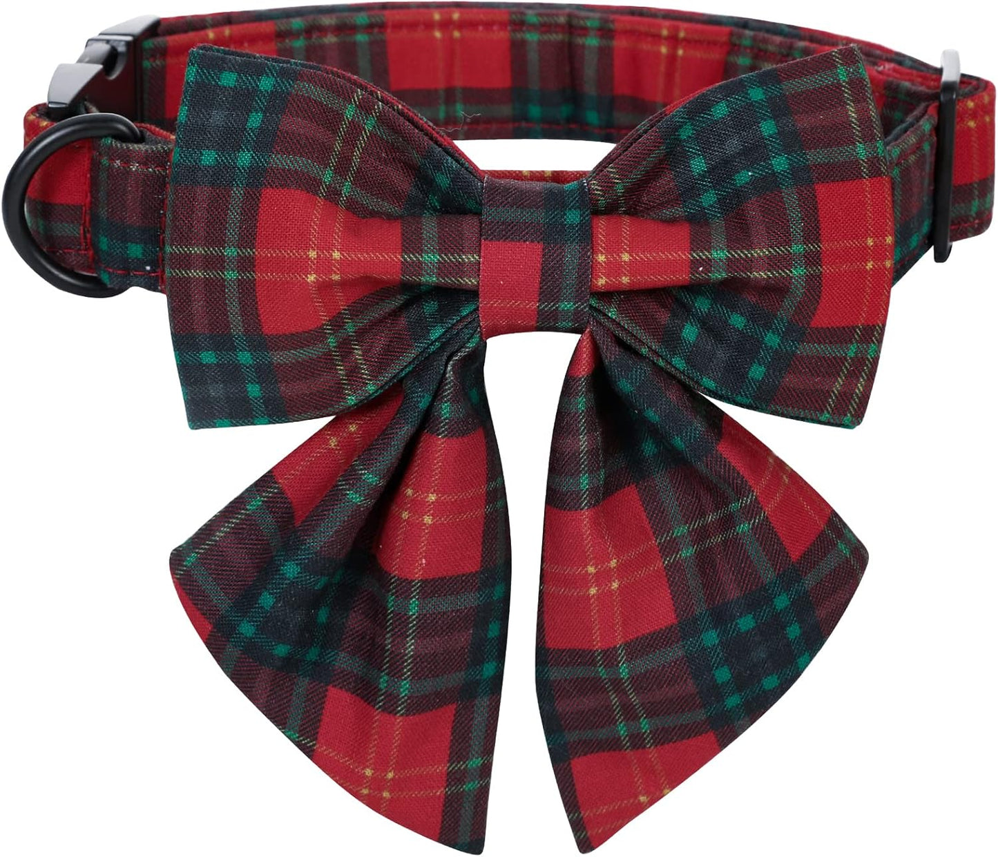 Lionet Paws Christmas Dog Collar with Sailor Bow, Bowtie for Dogs, Adjustable Comfortable Dog Collar Girl, M, Neck 13.5-22 in