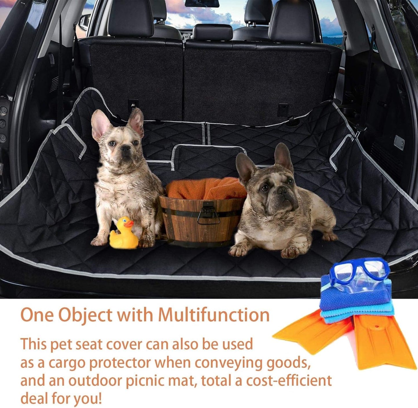 Dog Car Seat Cover Waterproof Dog Seat Cover for Cars Back Seat Heavy-Duty Nonslip Pet Car Seat Cover Protector Armrest Compatible for Trucks Cars & SUVs