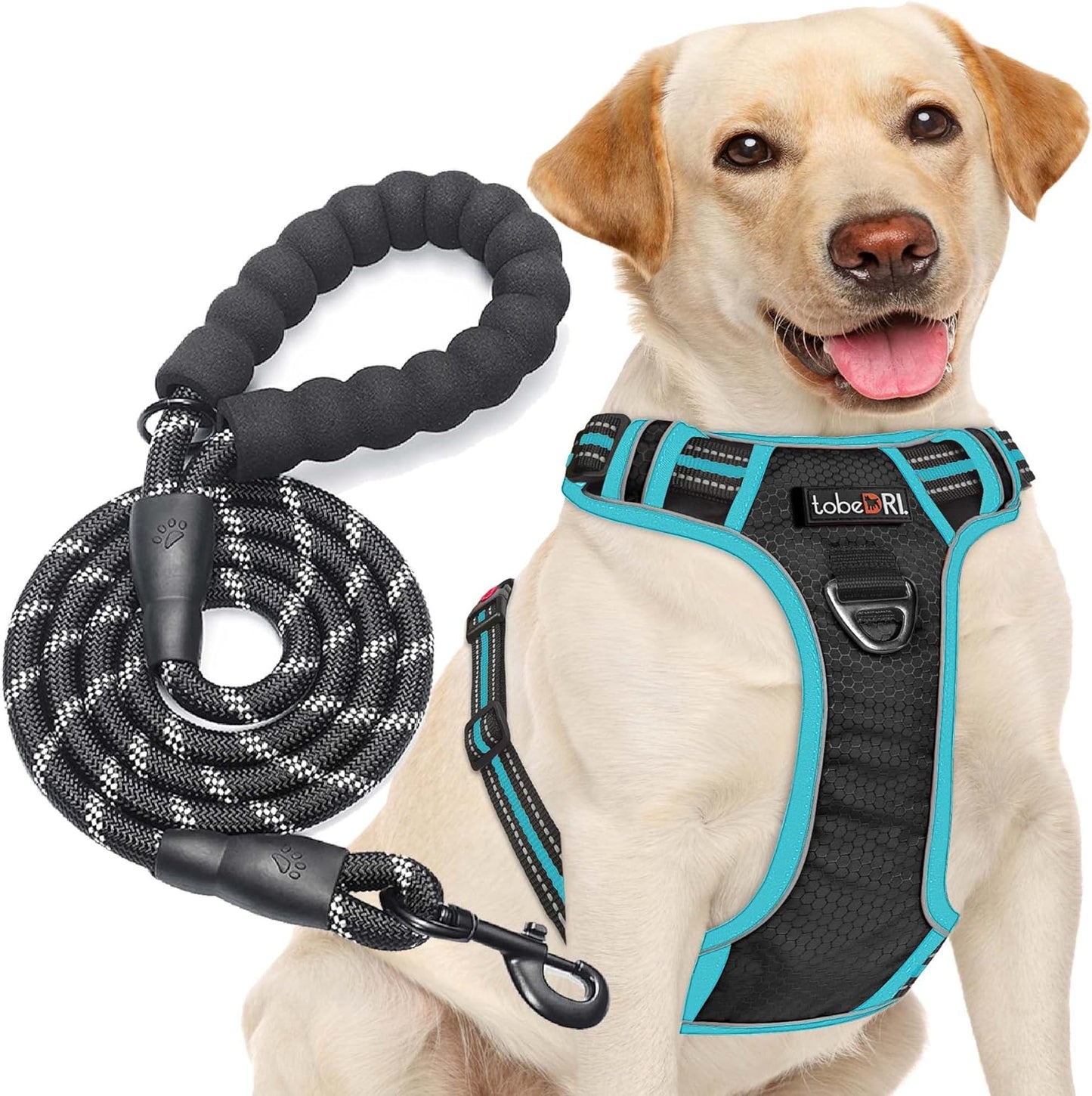 No Pull Dog Harness Adjustable Reflective Oxford Easy Control Medium Large Harness with A Free Heavy Duty 5ft Dog Leash