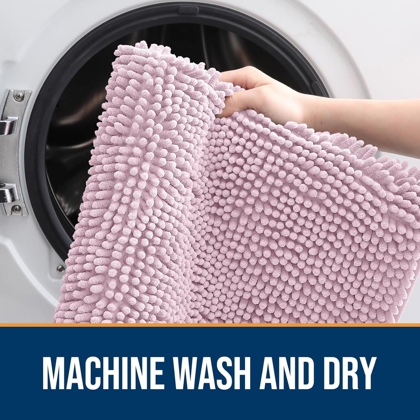 OLANLY Dog Door Mat for Muddy Paws 44x24, Absorbs Moisture and Dirt, Absorbent Non-Slip Washable Doormat, Quick Dry Chenille Mud Mat for Dogs, Entry Indoor Entryway Carpet for Inside Floor, Dusty Rose