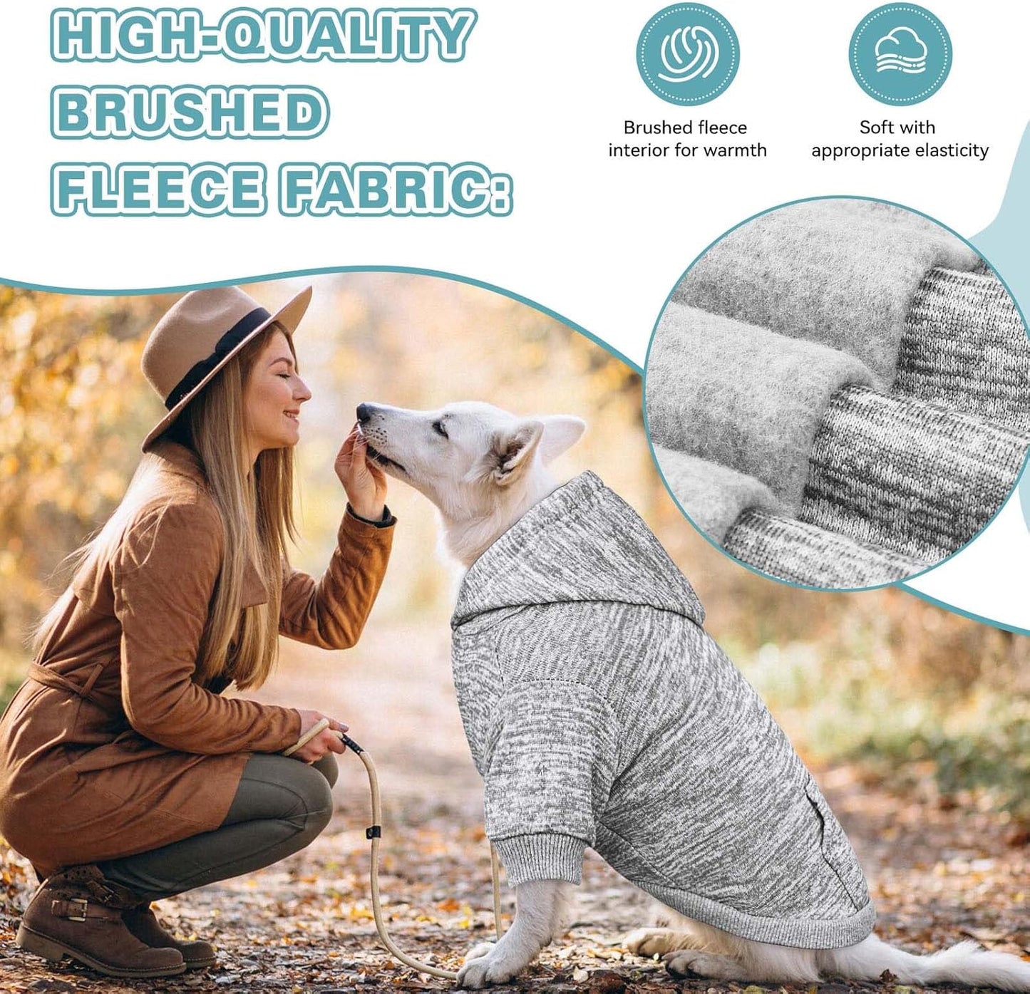 Dog Sweaters for Medium Dogs Dog Hoodie Fleece Dog Sweater Soft Dog Clothes Sweatshirt with Pocket Dog Hoodie for Medium Dogs(Grey&M)