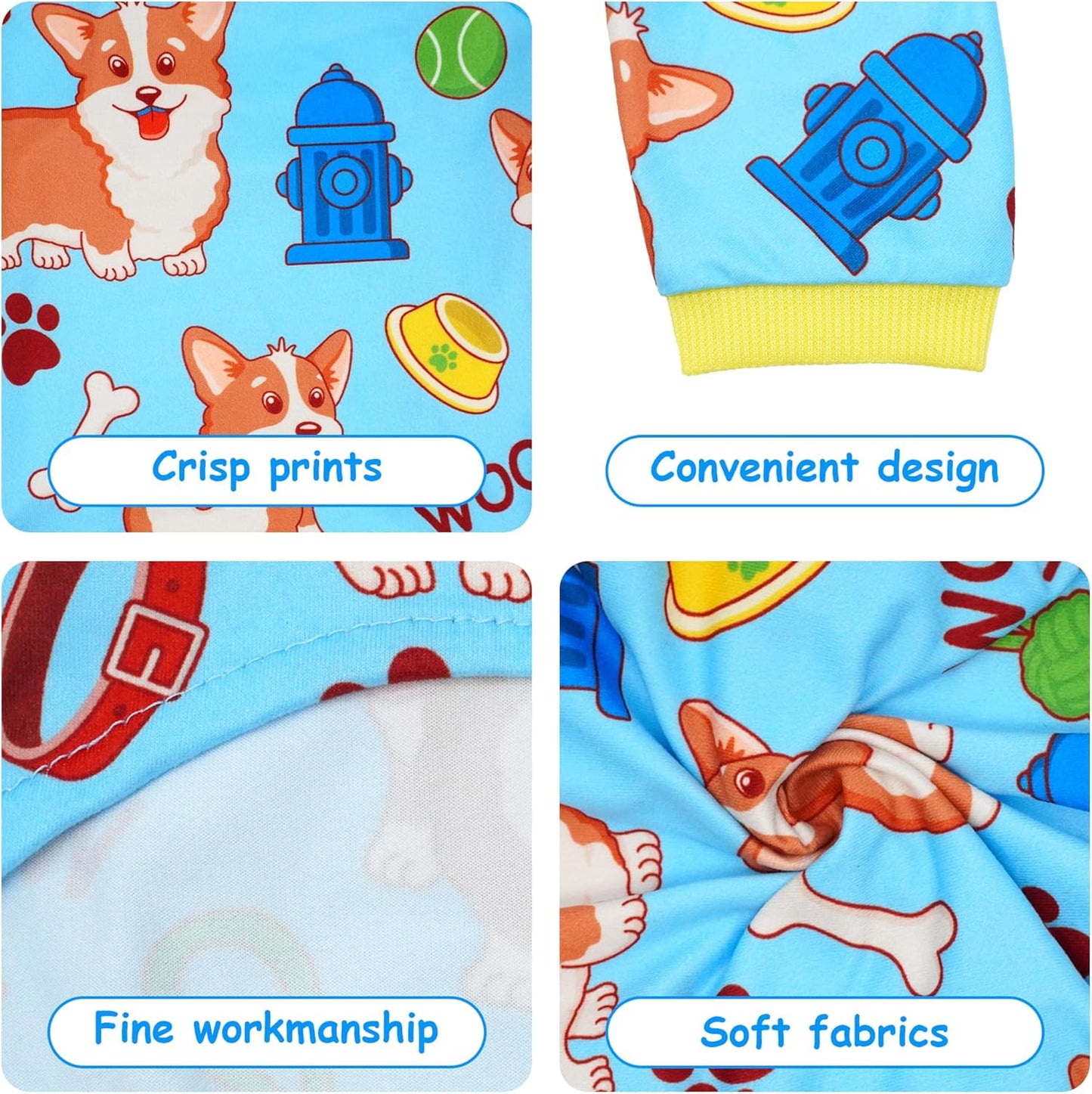 2PCS Dog Pajamas for Extral Small Xs Sized Doggie Pjs Clothes Puppy Onesies Outfits Pet Jammies Boy Girl Male Female Apparel Soft Breathable Paw Bone XS