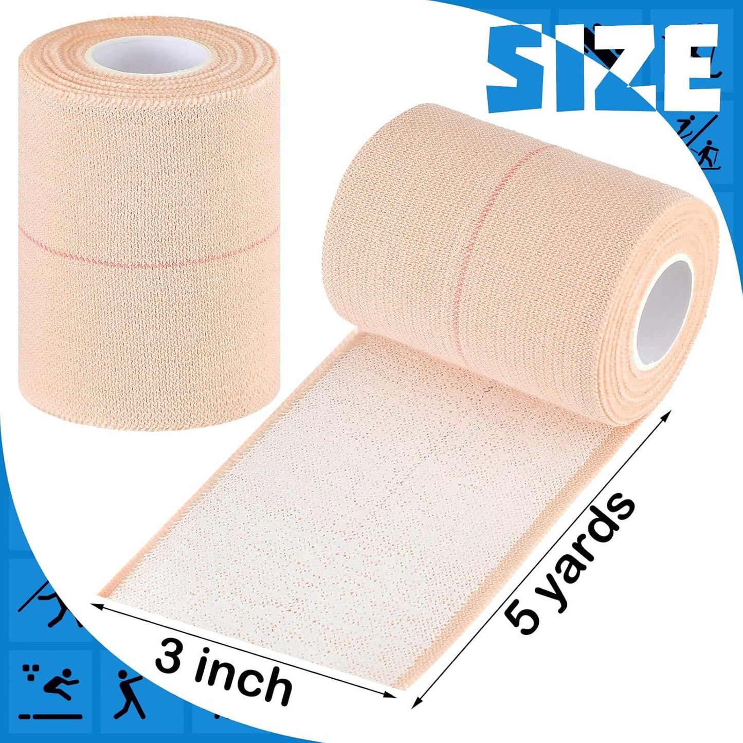 Nuanchu 16 Rolls Elastic Adhesive Bandage Tape Self Adherent Cohesive Flexible Stretch Elastic Athletic Tape for Sports Ankle Knee and Wrist, Vet Wrap for Horses Pets Cats Dogs(3 Inch x 5 Yard)