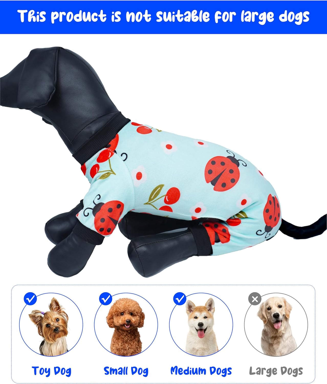 PET SHOW 4 Pack Small Dog Pajamas Spring Dog Clothes Doggies Soft Stretchy PJs Bee Ladybug Jumpsuit Puppy Cats Girl Boy Floral Onesies Outfits with Sleeve Pets Dachshund Costume(XS, Spring)