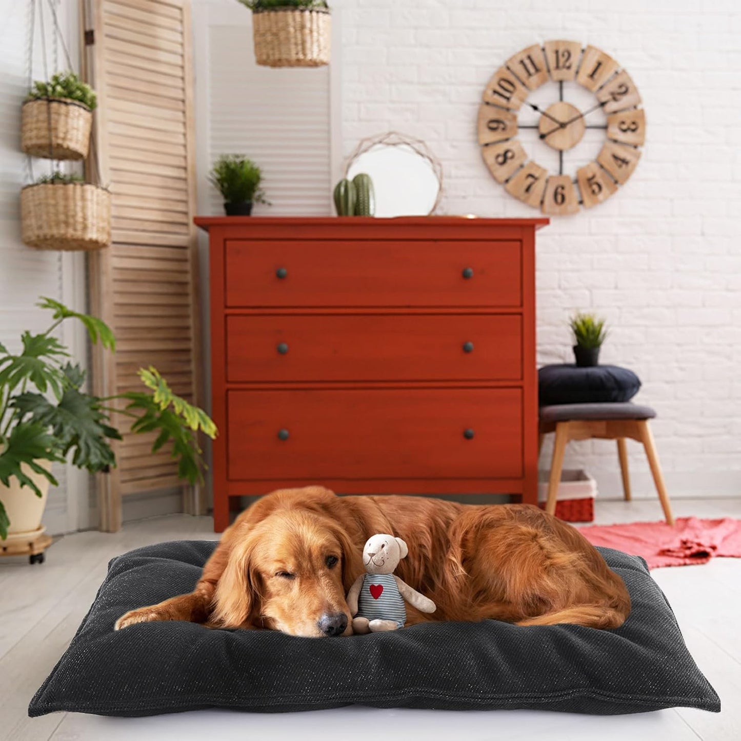 MABOZOO Dog Bed, Indestructible Chew Proof Pet Bed Mat, Durable Polyester, Large 35x22 inches, Black, for Aggressive Chewers, Crate Pad, Machine Washable