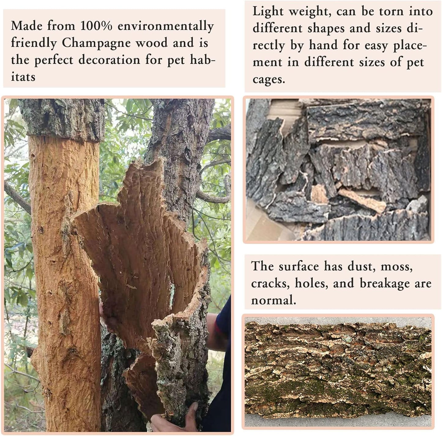 Tfwadmx 2Pcs Cork Tile Terrarium Background 15.7"x11.8" Reptile Bark Backdrop Wall Decor 3D Bearded Dragon Tank Climbing Mat Decoration for Gecko Lizard Tortoise Chameleon