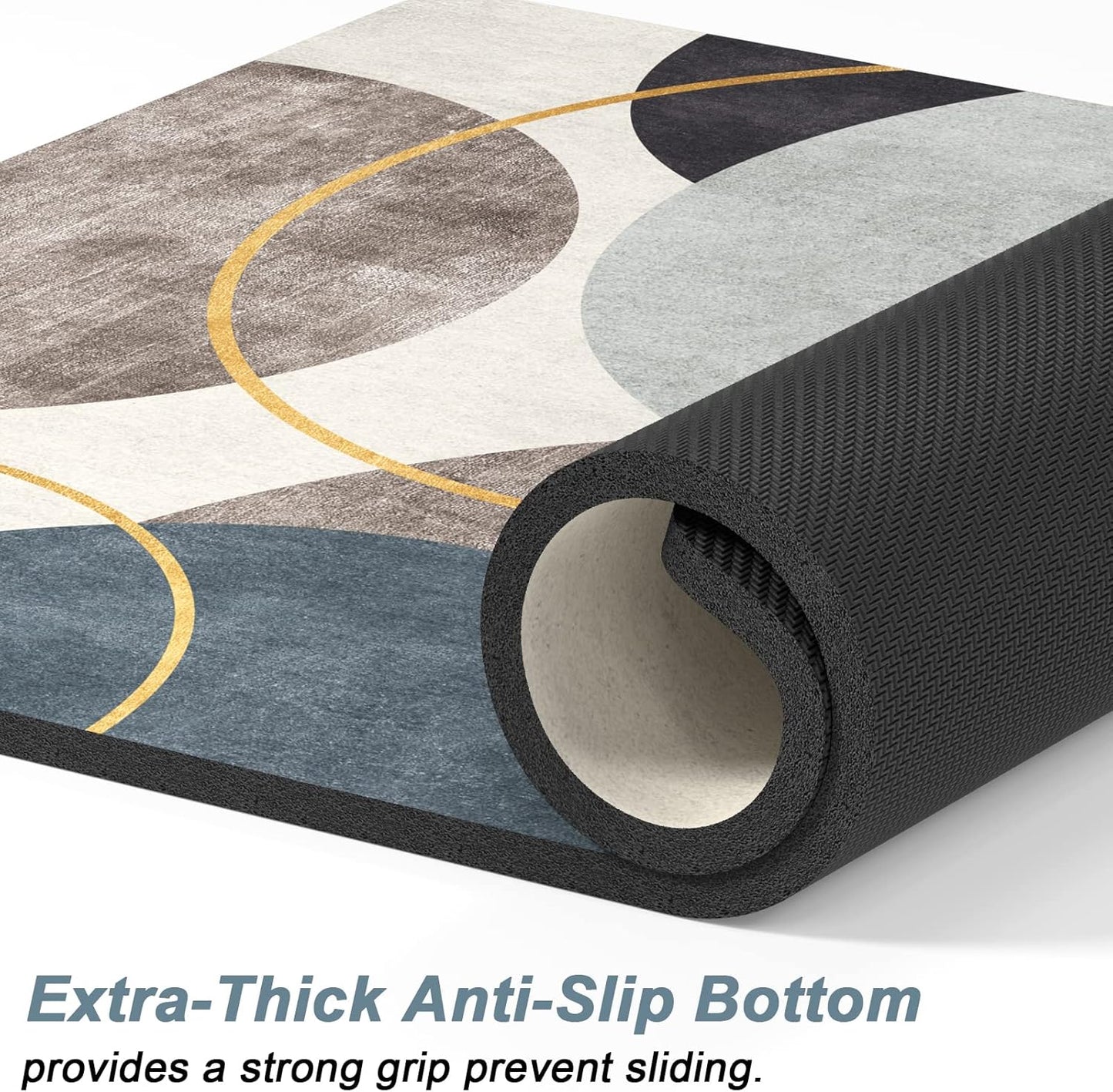 Rnivvi Dog Food Mat, 16" x 24" Boho Absorbent Dog Cat Bowl Mat for Food and Water, Cute Anti-Slip Rubber Pet Feeding Rug Protect Floors, Puppy Placemat for Feeding & Watering Supplies, Abstract Circle