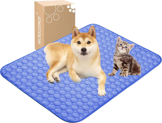 MICROCOSMOS Summer Cooling Mat & Sleeping Pad- Water Absorption Top, Easy Carry, EZ Clean, Materials Safe. Keep Cooling for Pets, Kids and Adults.(Navy Blue, 40" x 28")