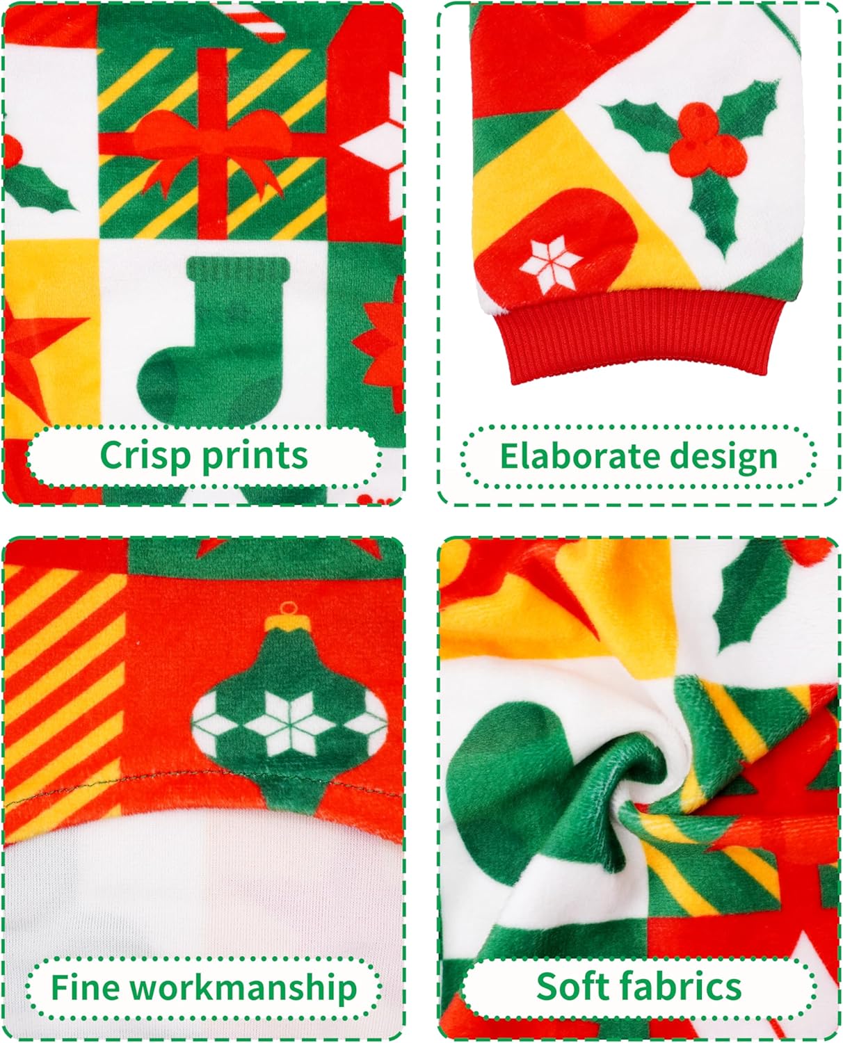 PET SHOW 4 Pack Christmas Small Dog Pajamas Holiday Dog Clothes Doggies Girl Boy Soft Stretchy PJs Xmas Jumpsuit Puppy Cats Onesies Red Green Outfits with Sleeve Pets Dachshund Costume S