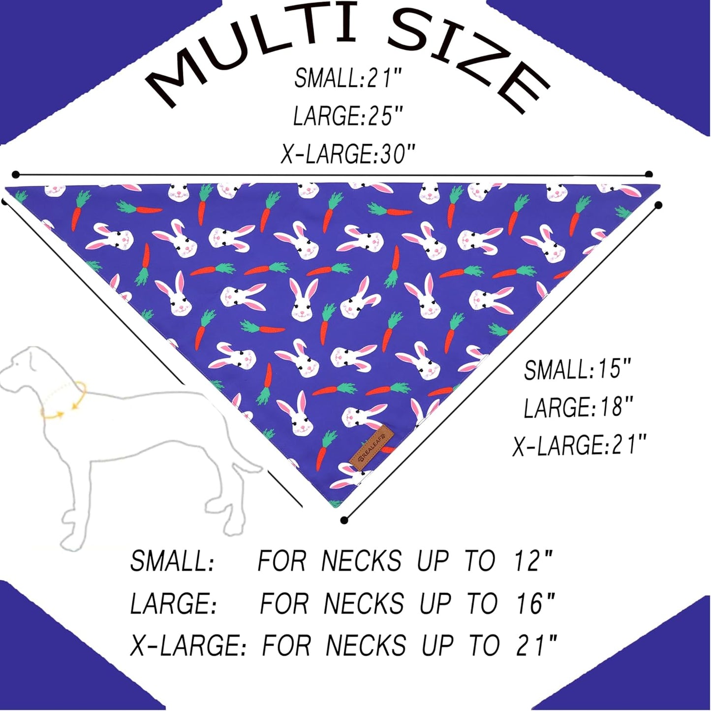 Realeaf Easter Dog Bandanas 2 Pack, Triangle Reversible Pet Scarf for Boy and Girl, Premium Durable Fabric, Holiday Bandana for Small Medium Large and Extra Large Dogs (X-Large)