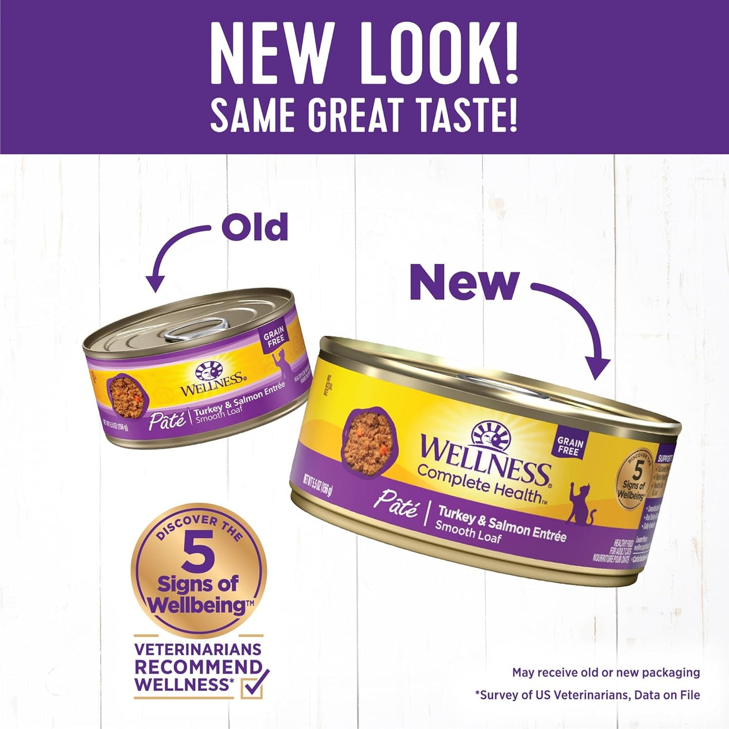 Wellness Complete Health Pate Adult Wet Cat Food, Natural, Protein-Rich, Grain Free, 5.5 Ounce, 24 Pack, (Turkey & Salmon)