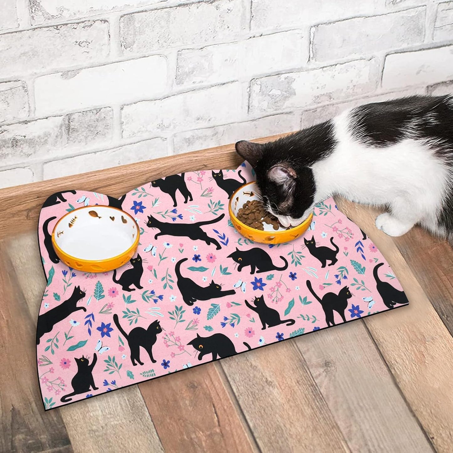 Cat Food Mats for Floor, Dog Water Bowl Mats Pet Feeding Absorbent Placemats for Food and Water Pink 23.6 * 13.7 inch