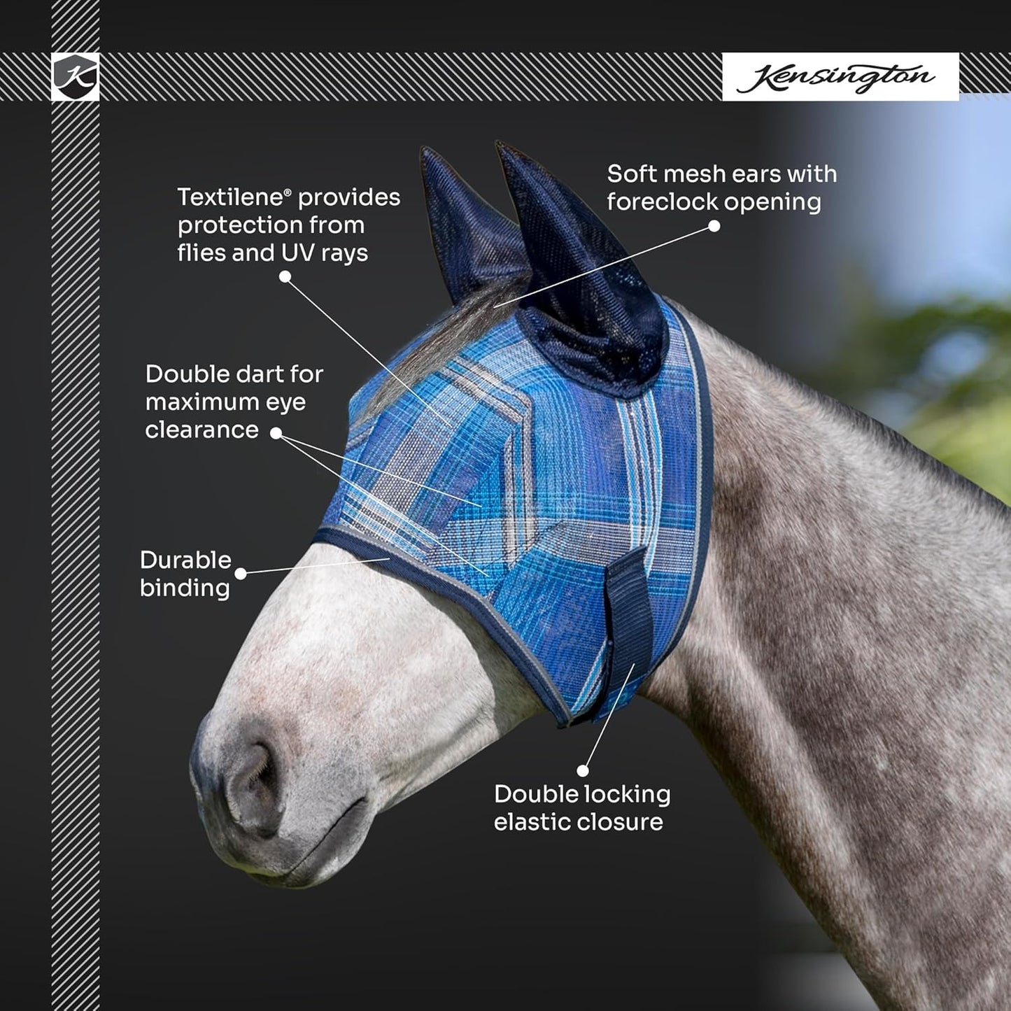 Kensington Signature Fly Mask w/Web Trim Soft Mesh Ears & Forelock Opening Size: M-Small Horse Color: 165 - Merlot