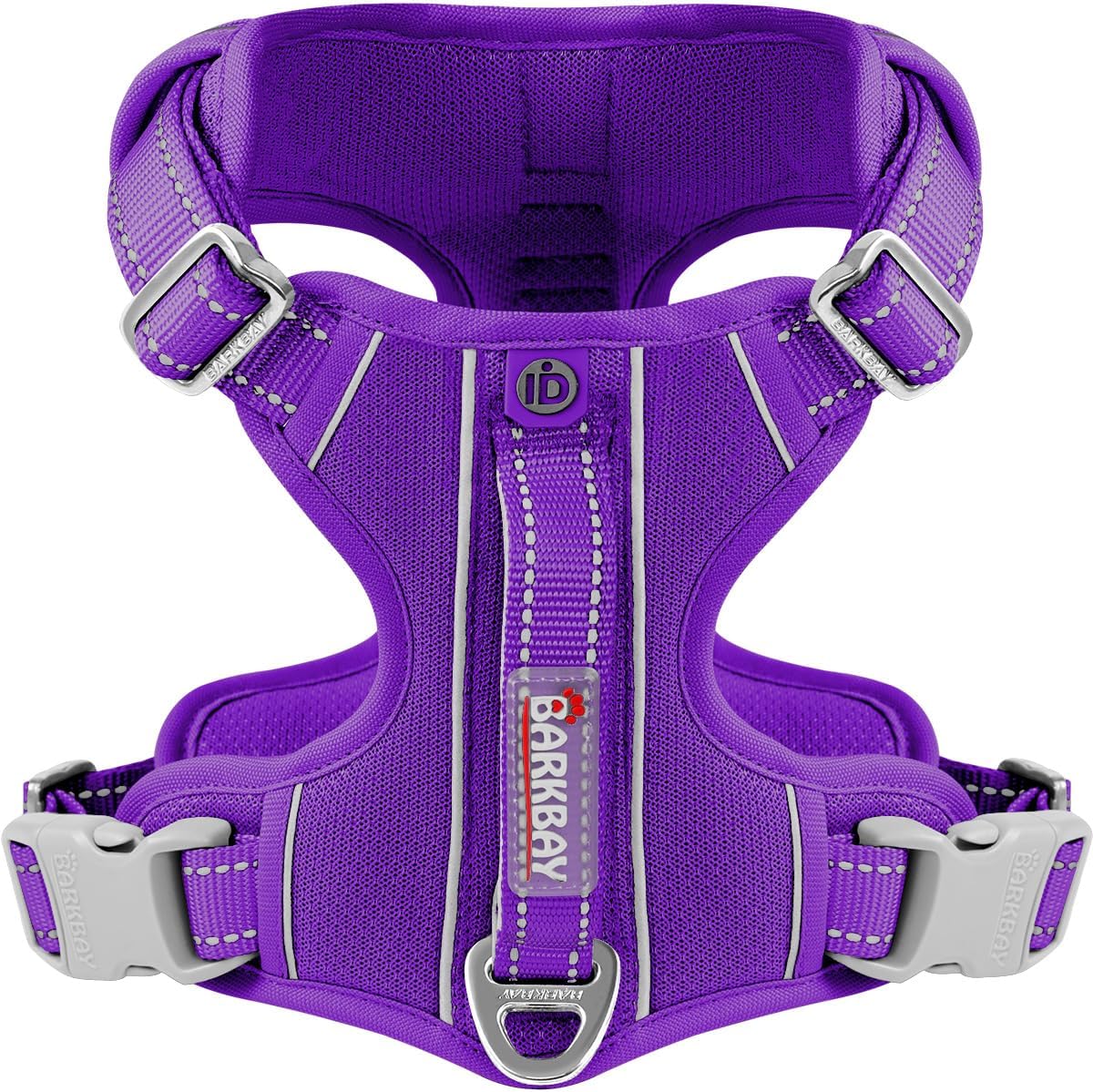 BARKBAY Dog Harness No Pull with ID Tag Pocket - Heavy Duty, Reflective, Easy Control for Large Dogs(Purple,S)