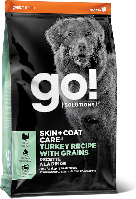 Go! Solutions Skin + Coat Care, Dry Dog Food, Turkey Recipe with Grains, 3.5 lb Bag