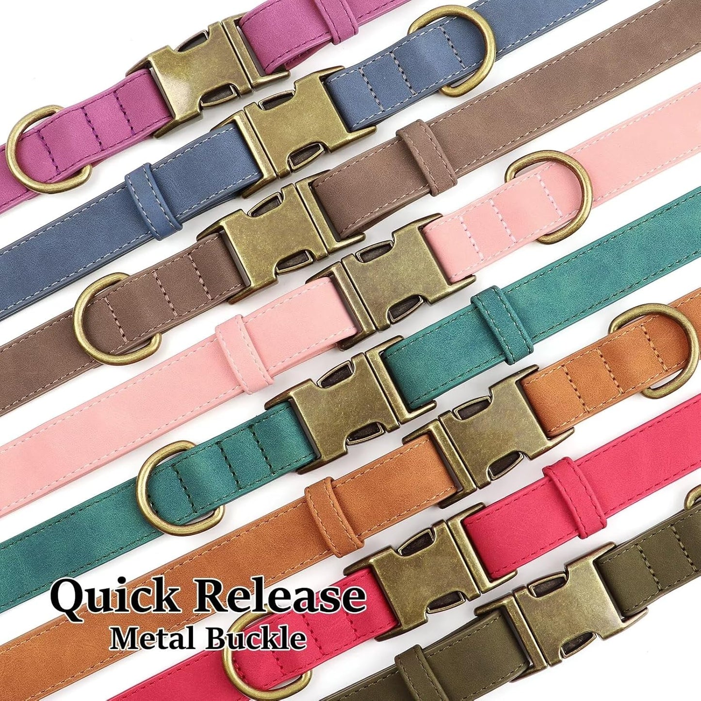 Didog Soft PU Leather Dog Collar, Stylish Quick Released Dog Collars for Small Dogs, Easy Clean Adjustable Pet Collar for Daily Walking, Light Brown, S Fit 10-16" Neck