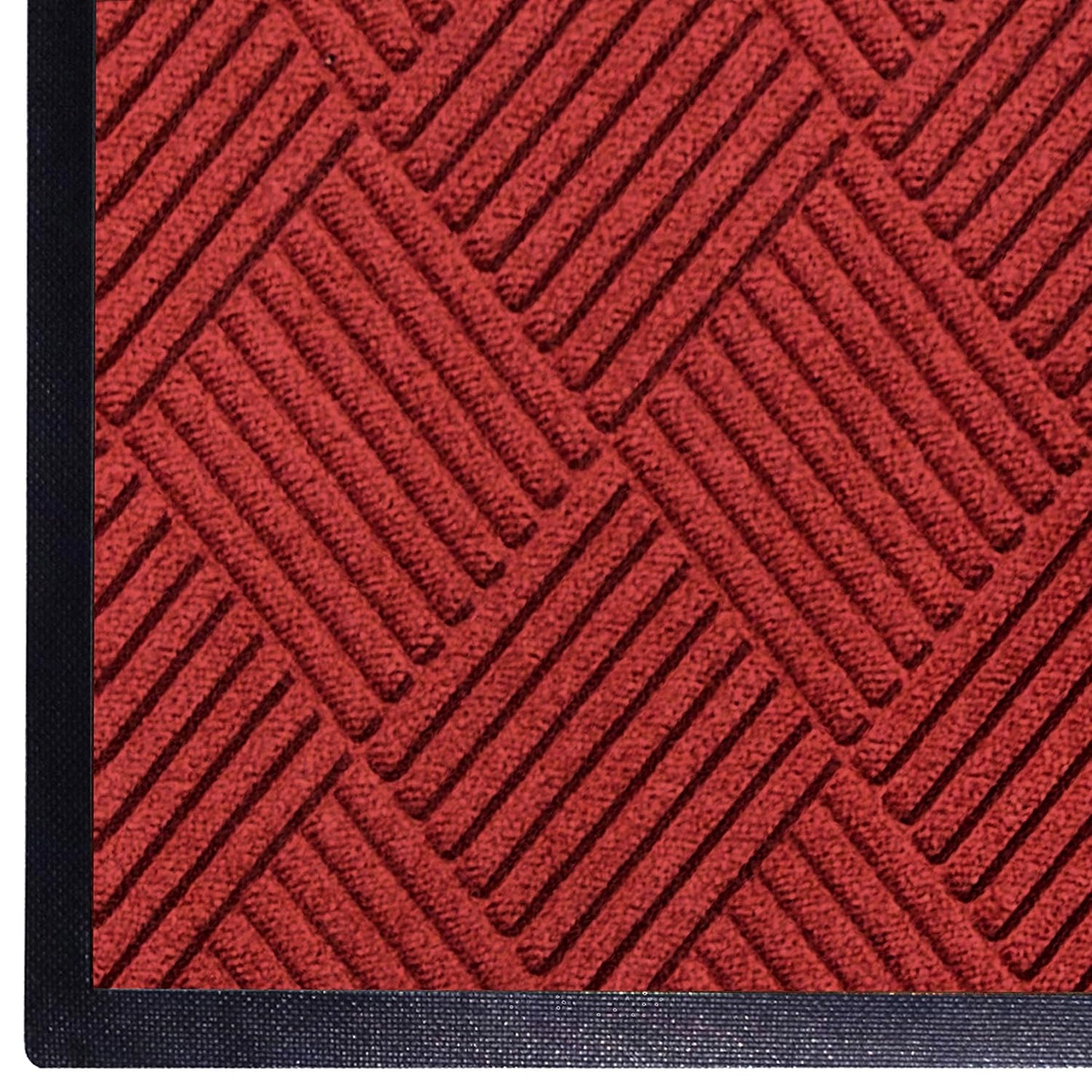 WaterHog Diamond | Commercial-Grade Entrance Mat with Rubber Border – Indoor/Outdoor, Quick Drying, Stain Resistant Door Mat (Solid Red, 3' x 10')
