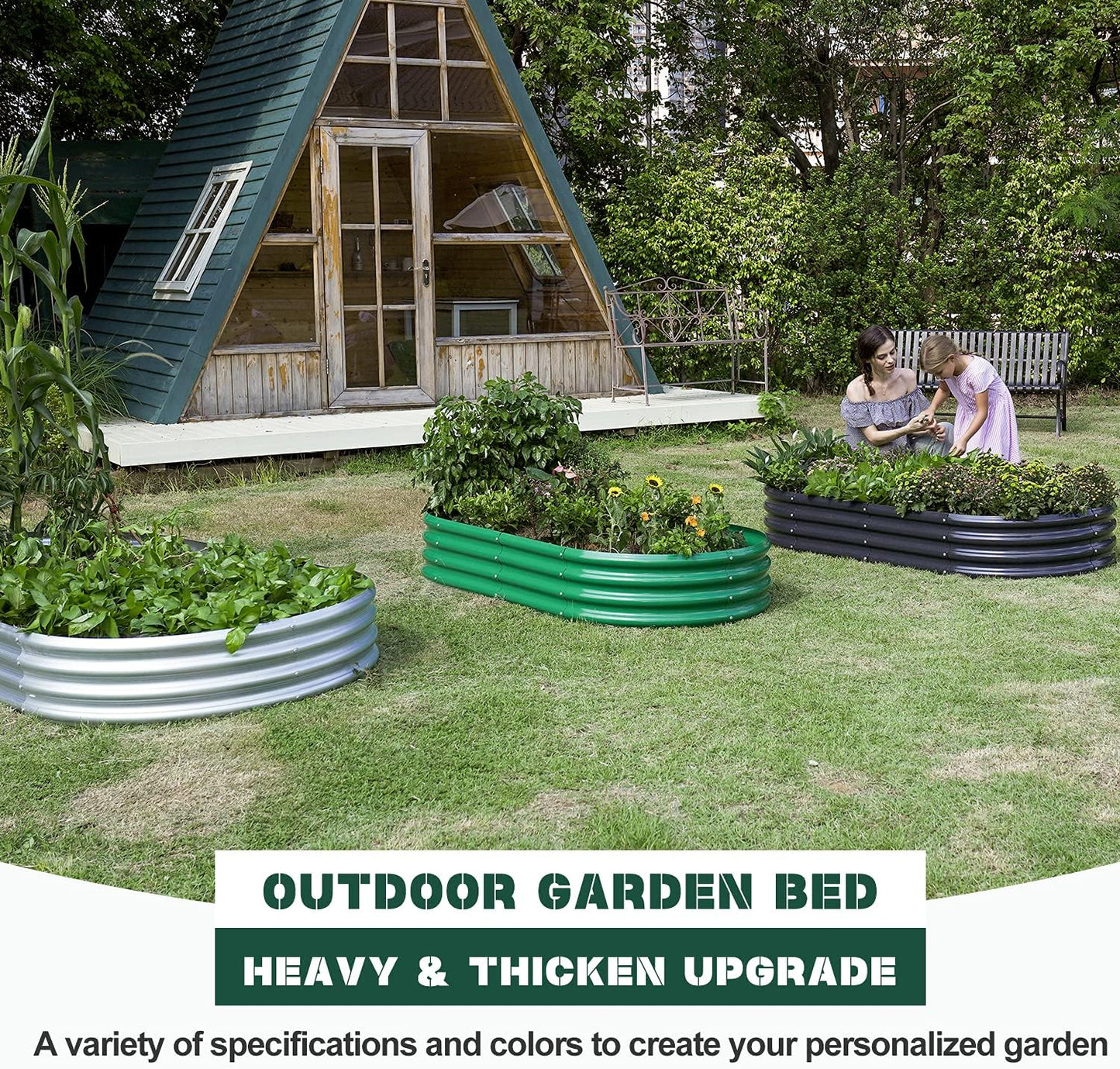 Land Guard 2Pcs Galvanized Steel Raised Garden Bed,8 x 4 x 1 ft Large Metal Raised Planter Beds, Aluminum Raised Garden Bed for Vegetables, 8 x 4 x 1ft(2pcs)
