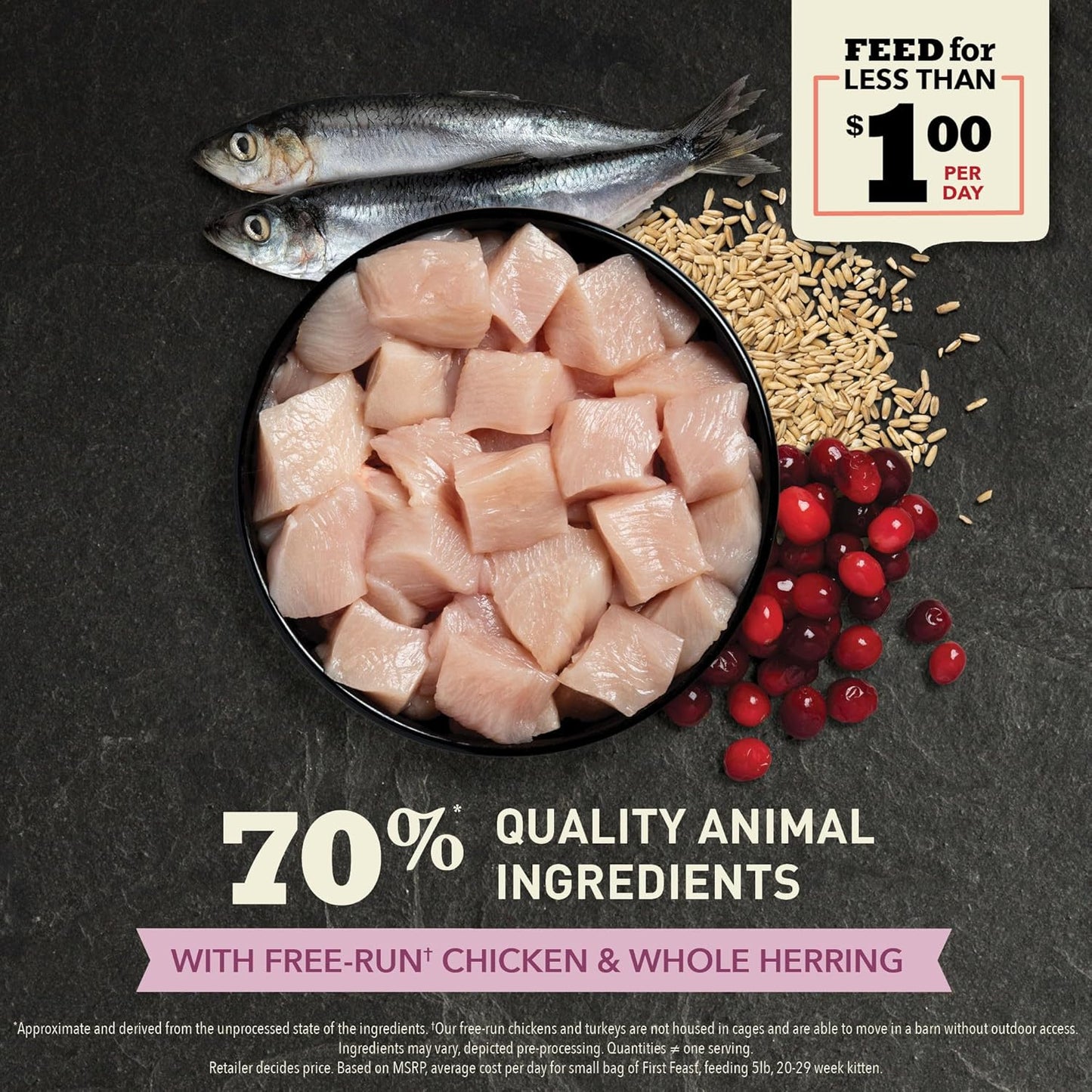 ACANA Dry Cat Food for Kittens, First Feast, Free Run Chicken and Whole Herring, 4lb