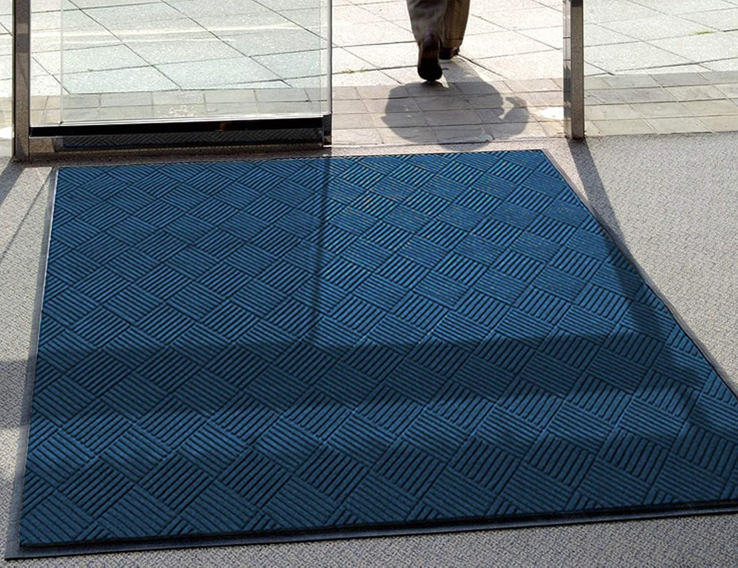 WaterHog Diamond-Pattern Commercial Grade Entrance Mat, Indoor/Outdoor Floor Mat 3' Length x 2' Width, Navy by M+A Matting