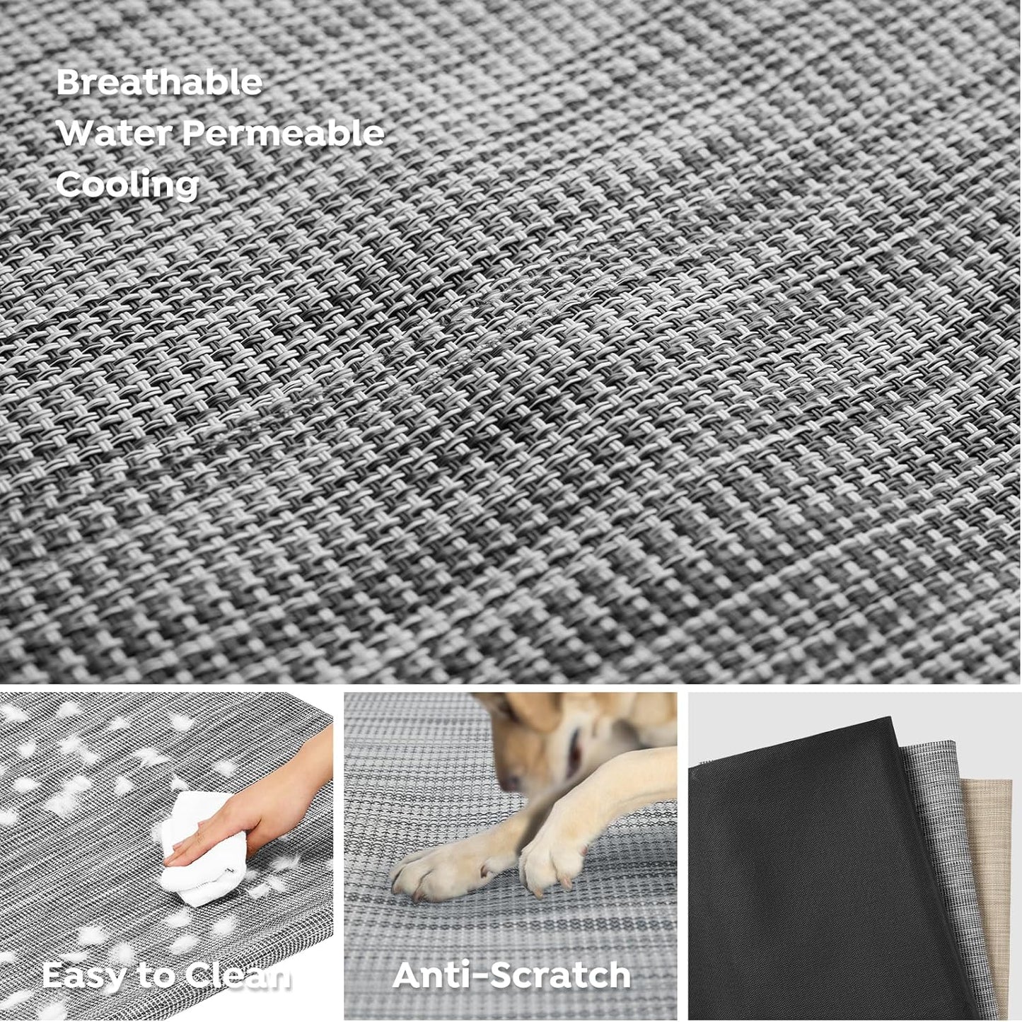 Veehoo Elevated Dog Bed, Cooling Raised Dog Bed with Guardrail & Headrest, Upgraded Non-Slip Silicon Feet, Breathable Teslin Mesh, Portable Pet Cot for Indoor and Outdoor, 35 x 22 Inches, Black Silver