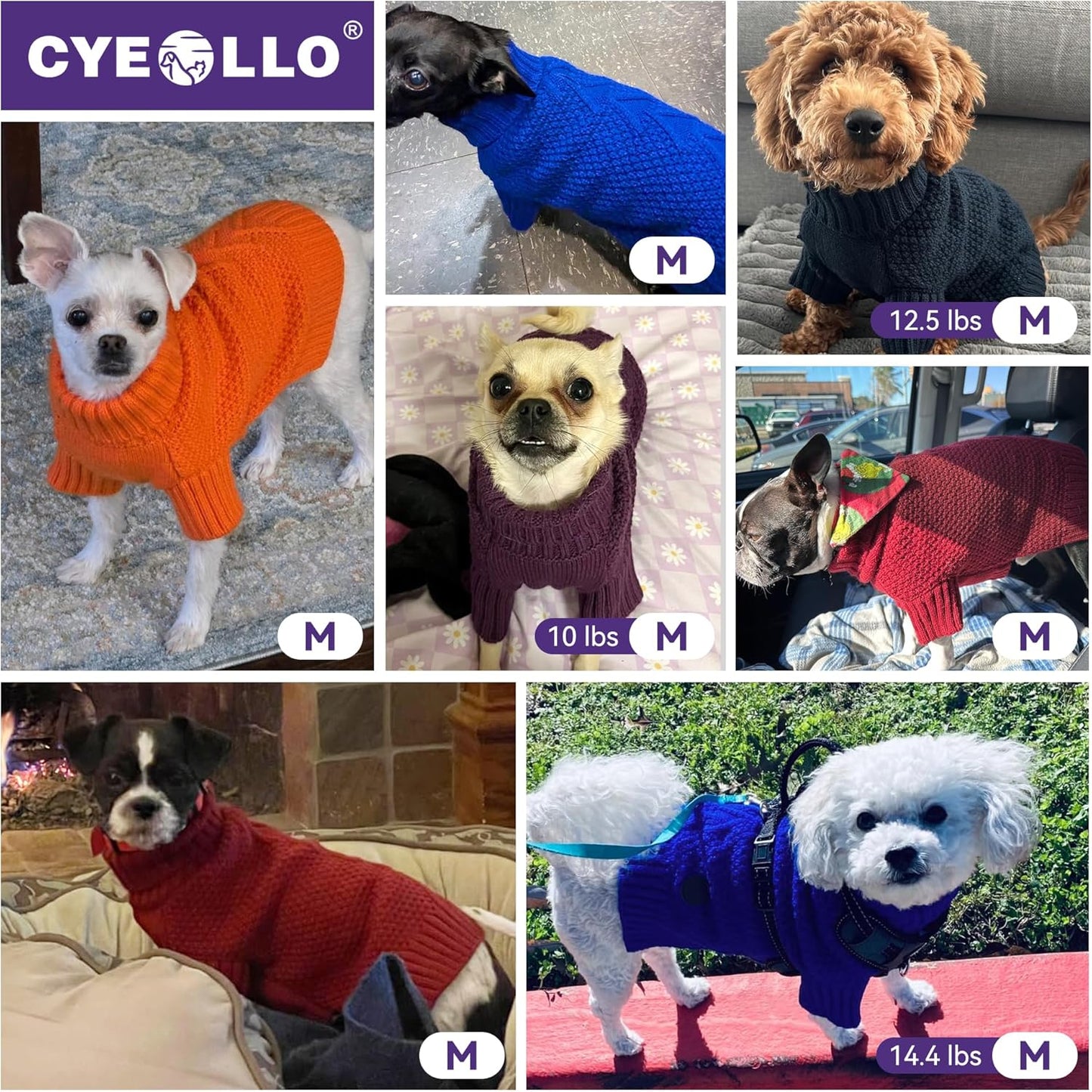 cyeollo Dog Sweater Turtleneck Knitwear Pullover Sweaters for Small Dogs Warm Pet Clothes Soft for Fall Winter,Pink, M