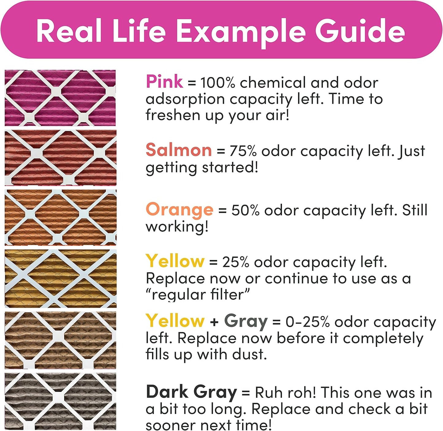 Colorfil 24x24x1 Air Filter (2-Pack) | Made in the USA | Color Changing | Remove Cat and Dog Odor | MERV 8 for Pet Hair Dander and Dust | 23.5"x23.5"x0.75" Exact Size