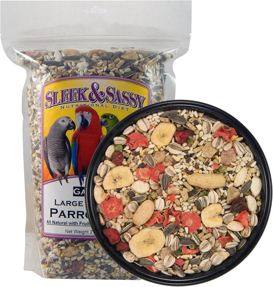 SLEEK & SASSY Garden Large Hookbill Parrot Food for Large Conures, Amazons, African Greys, Cockatoos, Pionus-Parrots & Small Macaws (2 lbs.)