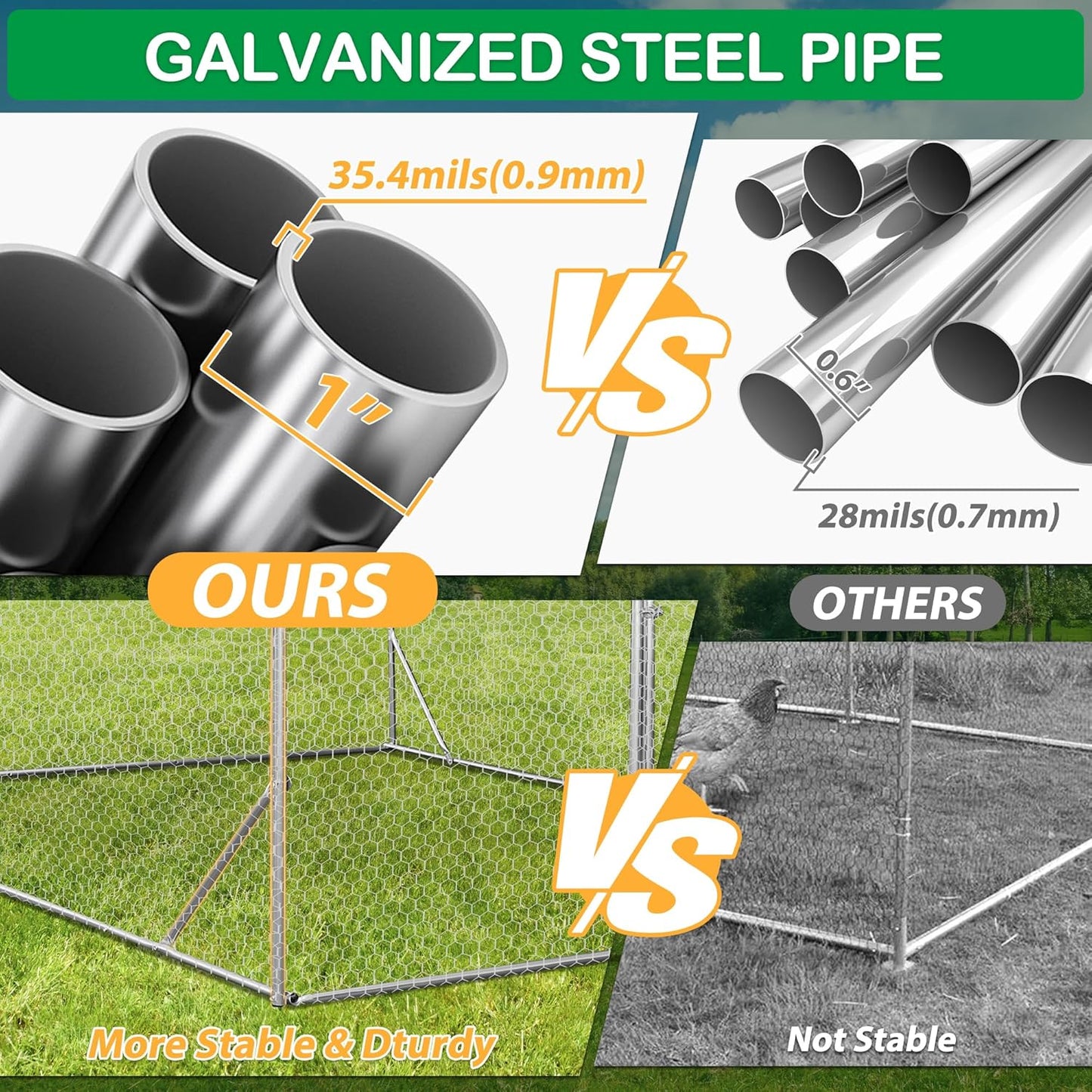 Large Metal Chicken Coop, Walk-in Chicken Run Pen with Waterproof Cover, Dome Roof Poultry Cage for Outdoor, Backyard, Farm (8.96'Wx12.99'Lx6.4'H)