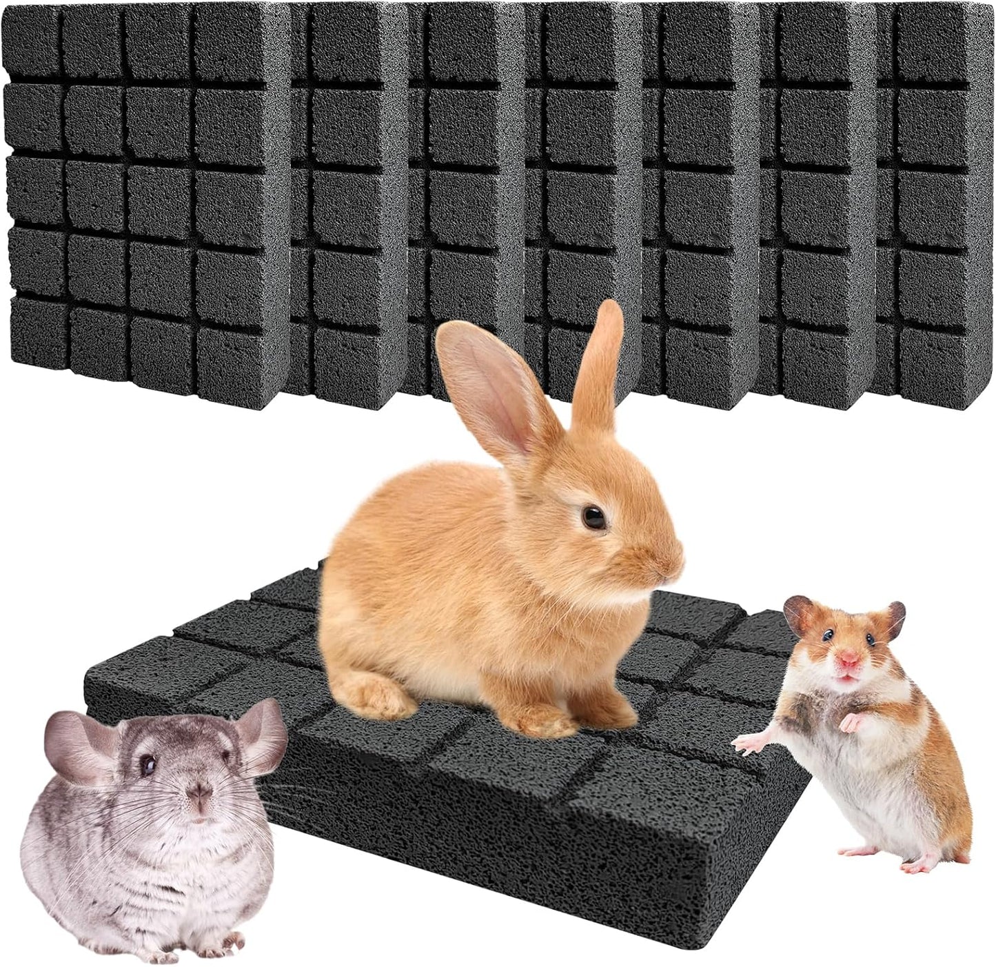 Hamiledyi 8PCS Rabbit Scratching Pads Bunny Lava Grinding Claw Pads Small Animal Foot Pads Hamster Scratch Board Chew Toys for Gerbil Chinchilla Hedgehog Guinea Pig Cage Accessories