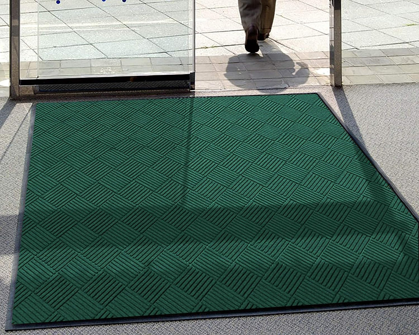 WaterHog Diamond | Commercial-Grade Entrance Mat with Rubber Border – Indoor/Outdoor, Quick Drying, Stain Resistant Door Mat (Evergreen, 4' x 10')