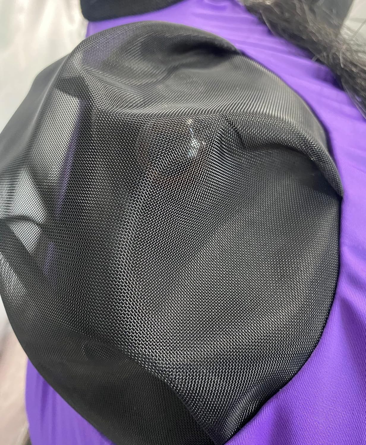 Horse Mesh Fly Mask with Ears, Soft Lycra Mesh Mask Anti-UV with Ears Violet, Pony