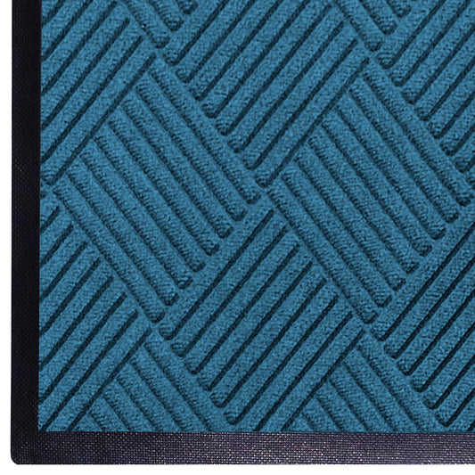WaterHog Diamond | Commercial-Grade Entrance Mat with Rubber Border – Indoor/Outdoor, Quick Drying, Stain Resistant Door Mat (Medium Blue, 3' x 6')