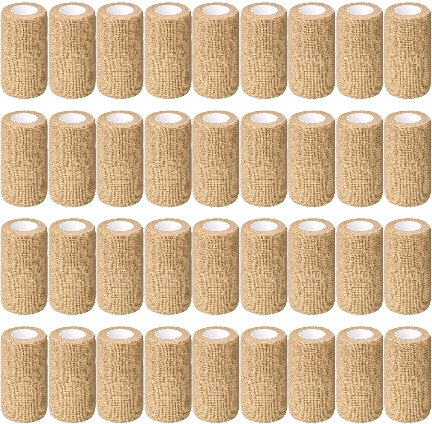 Treela 36 Pcs Self Adherent Bandage 4" X 5 Yard Wrap Breathable Cohesive Bandage Elastic Adhesive Tape for Stretch Athletic Sports Wrist Ankle(Nude)