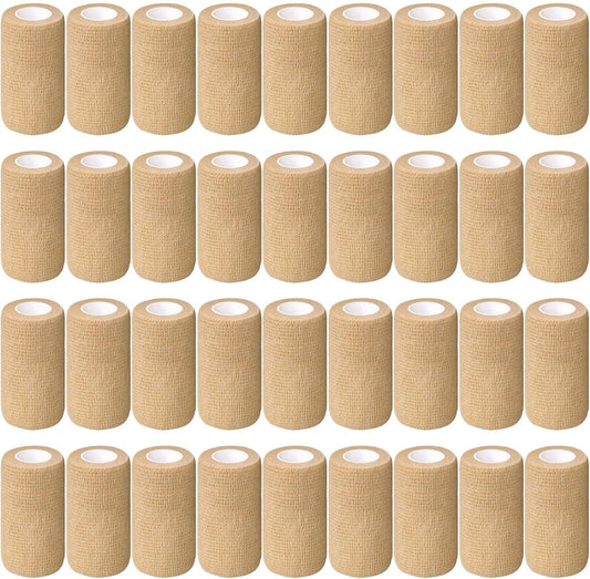 Treela 36 Pcs Self Adherent Bandage 4" X 5 Yard Wrap Breathable Cohesive Bandage Elastic Adhesive Tape for Stretch Athletic Sports Wrist Ankle(Nude)